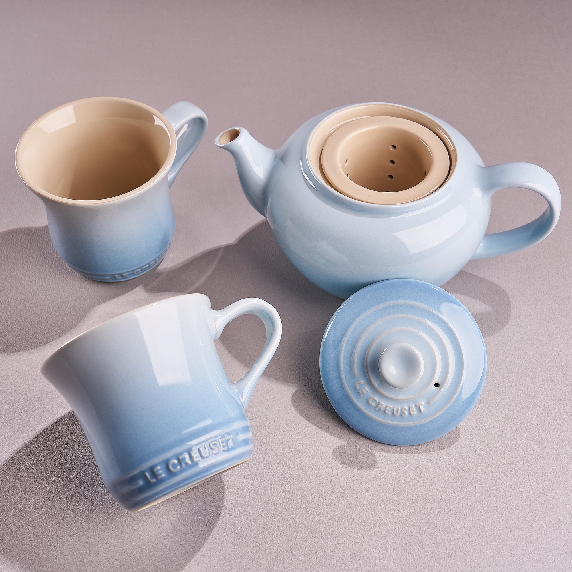Le Creuset Teapot And Mug Set In Coastal Blue Bokksu