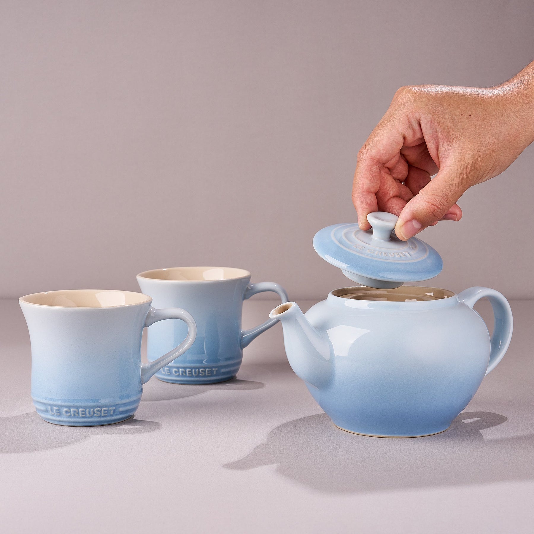 Le Creuset Teapot And Mug Set In Coastal Blue Bokksu