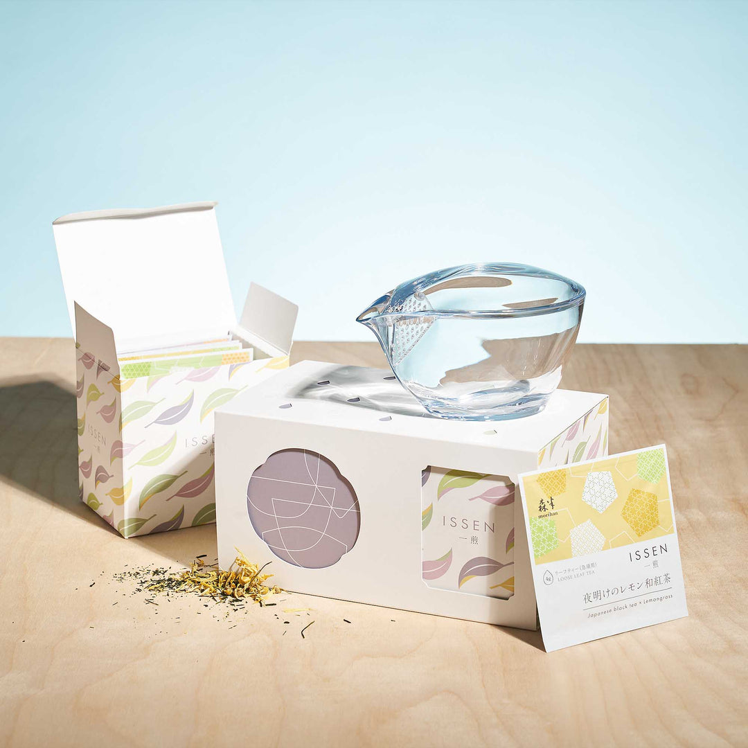 Chasta Mini Clear Tea Pot and Herb Tea Gift Set (10 Pieces, 4 Flavors)