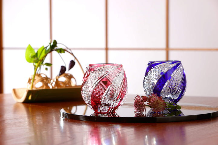 Edo Kiriko Cut Glass: Sairasen Ruri Cup