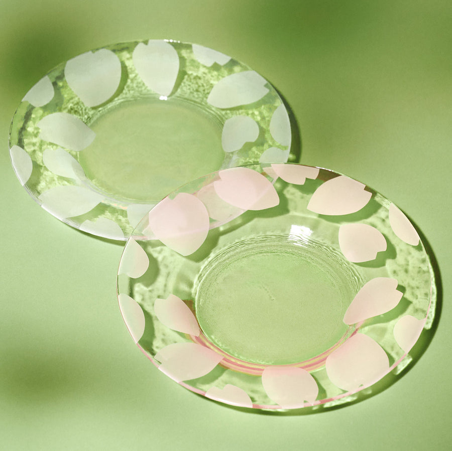Sakura Glass Pair Plate (2 Pieces, 2 Colors)
